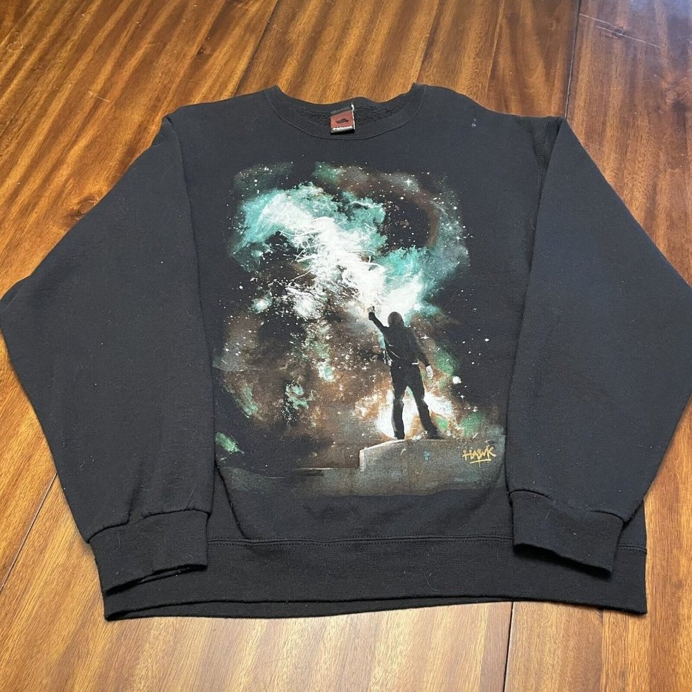 Tony Hawk Sweater Mens Large Skateboarding Crew Neck Sweatshirt Fleece Black